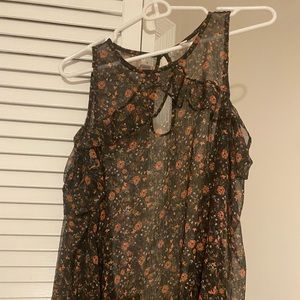 Floral sheer long sleeve blouse